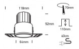 12W LED Įmontuojamas šviestuvas White 10112BTR/W/W