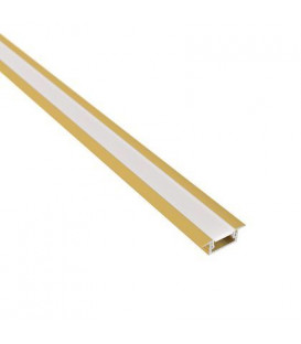 LED profilis LINE MINI Gold įmontuojamas su baltu dangteliu INLINEM-XL-OP-2M-G